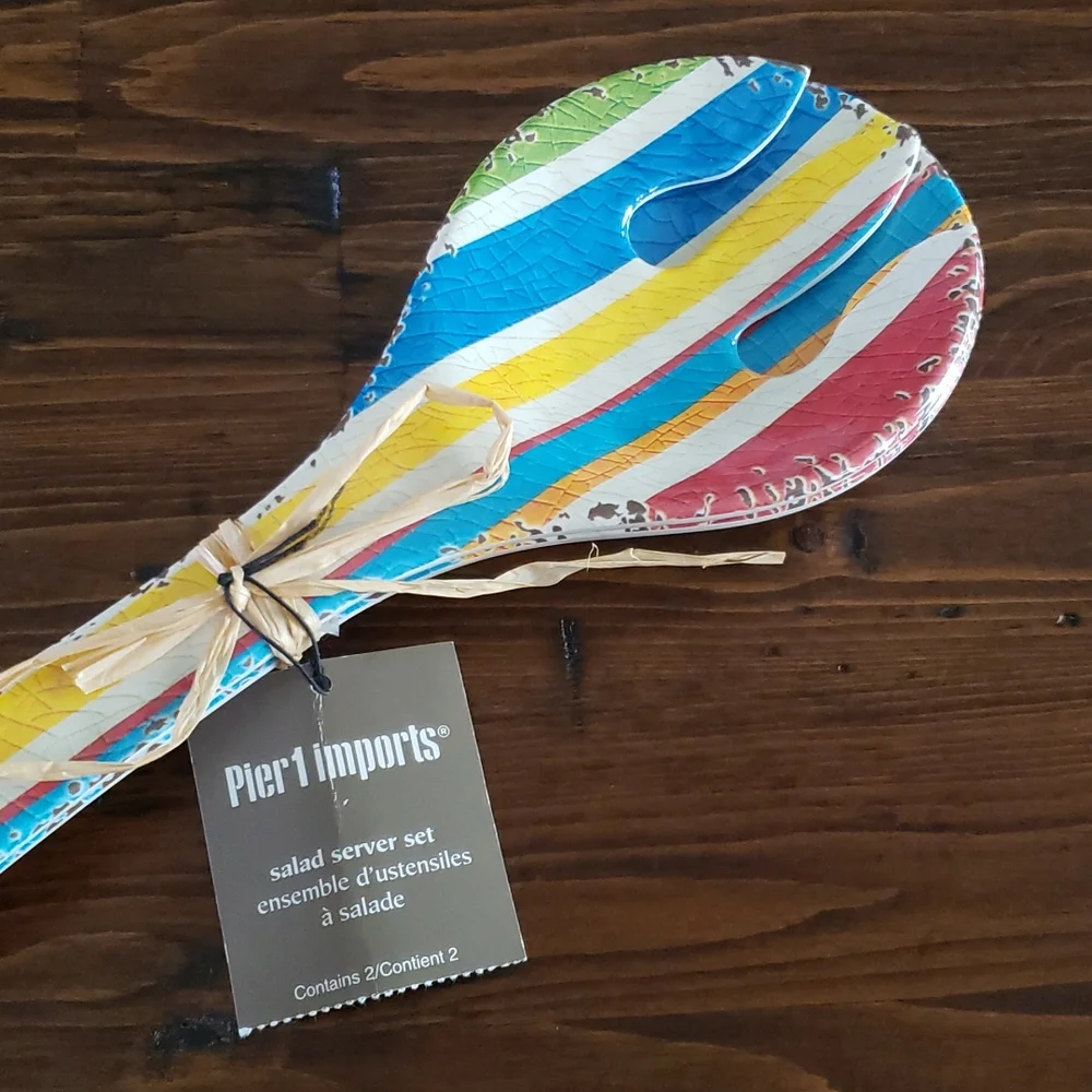 Pier 1 Imports Striped Salad Server Set